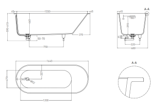 Ванна из искусственного камня Salini Ornella Kit S-Stone 102421M 170x75см белый матовый